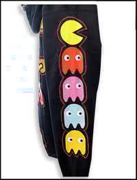 Image 4 of Pac Man Custom Frankenstitched and hand studded Hoodie Size Large