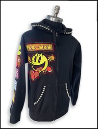 Image 6 of Pac Man Custom Frankenstitched and hand studded Hoodie Size Large