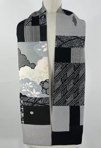 Image 2 of Black and White with Clouds Scarf