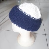 Image 4 of Unisex hand knit  block color beanies hat (recycled mohair blend)