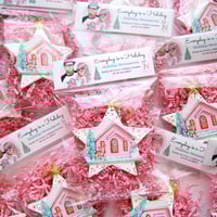 Image 2 of Pink Putz House glitter star ornament 