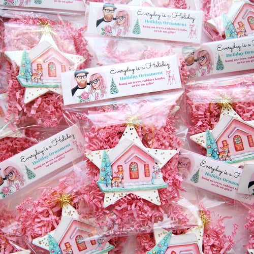 Image of Pink Putz House glitter star ornament 