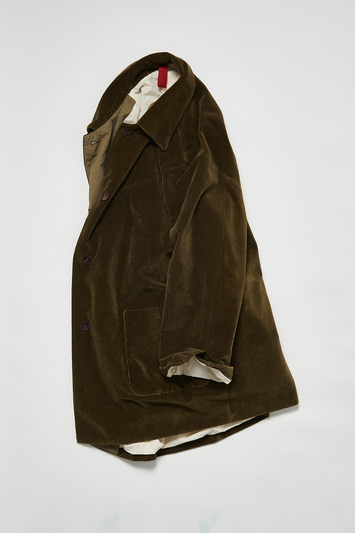 Moss green unisex velvet over-coat