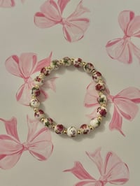 Image 1 of Pink Floral Beaded Bracelet 