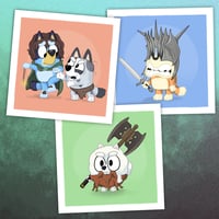 Image 1 of Bluey x Lord of the Rings - 6x6" - set of 3