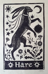 Image 1 of Hare linocut