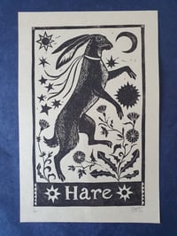 Image 2 of Hare linocut