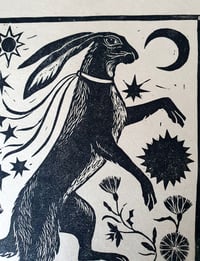 Image 3 of Hare linocut