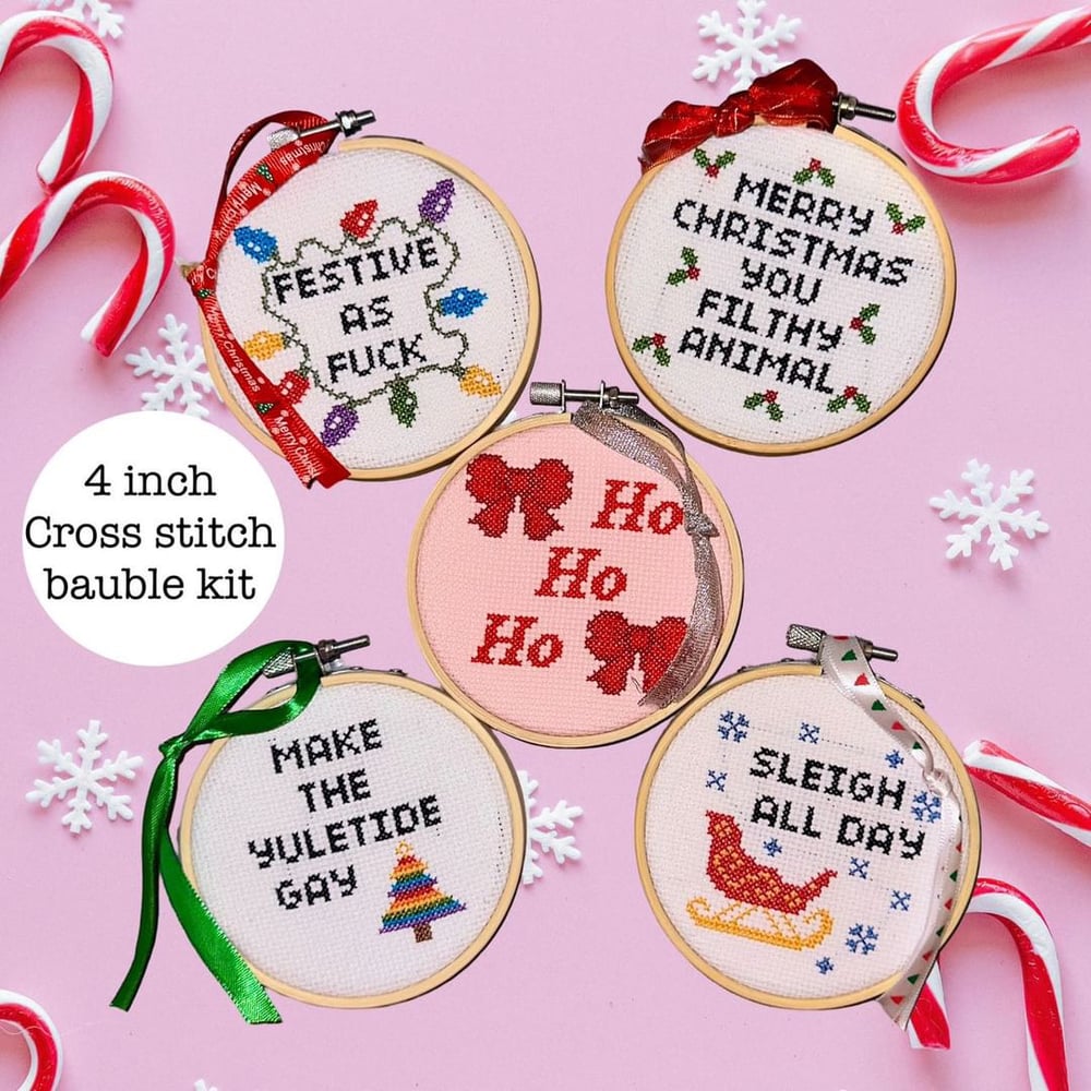 Image of Cross stitch baubles 