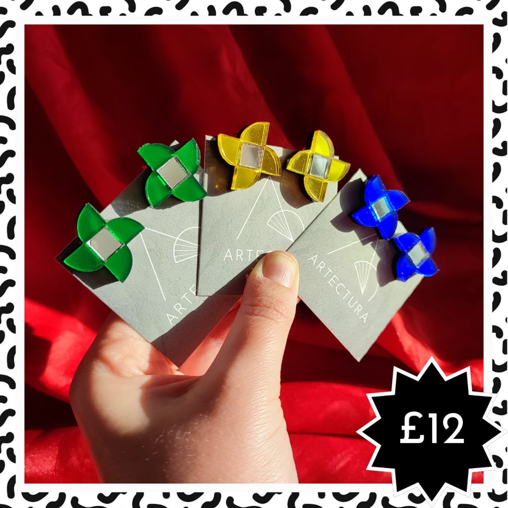 Image of SPECIAL OFFER | Clip on Colourful Pinwheel Earrings
