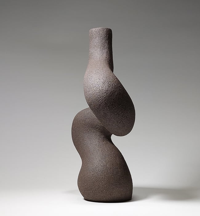 Twist - Sculptural Black Stoneware Candlestick