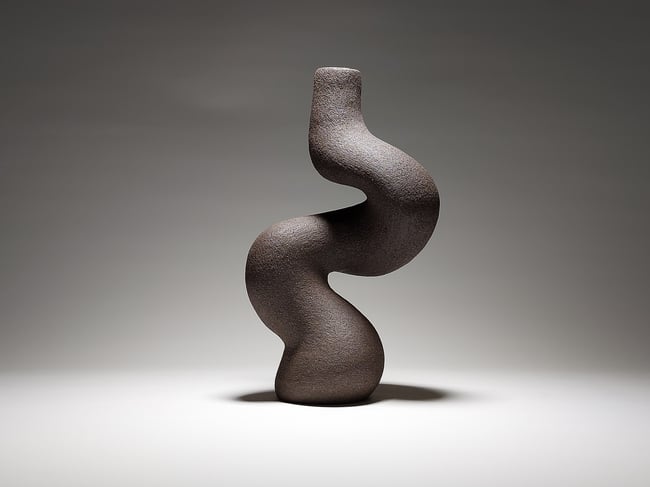 Twist - Sculptural Black Stoneware Candlestick