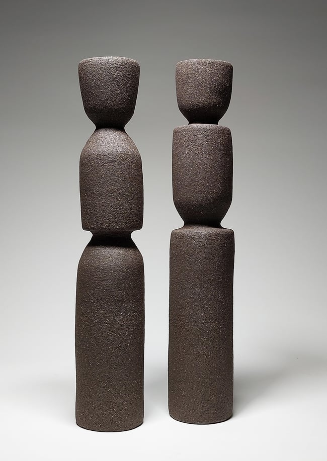 Still Standing - Sculptural Black Ceramic Candlesticks