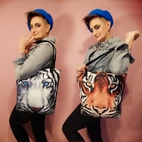 Image 1 of DOUBLE TROUBLE - ARTbyJEN Tiger Tote - FREE POSTAGE