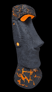 Image 2 of Tiki Classics XL Ceramic Easter Island Moai Lamp ORANGE LAVA