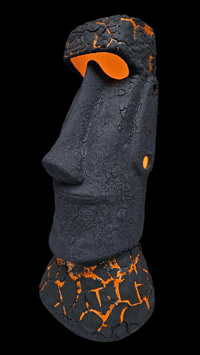 Image 1 of Tiki Classics XL Ceramic Easter Island Moai Lamp ORANGE LAVA