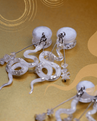 Image 1 of Snake Plugs - Cloudy White - Double Flared Plugs - Custom Epoxy Resin Plugs for Stretched Ears