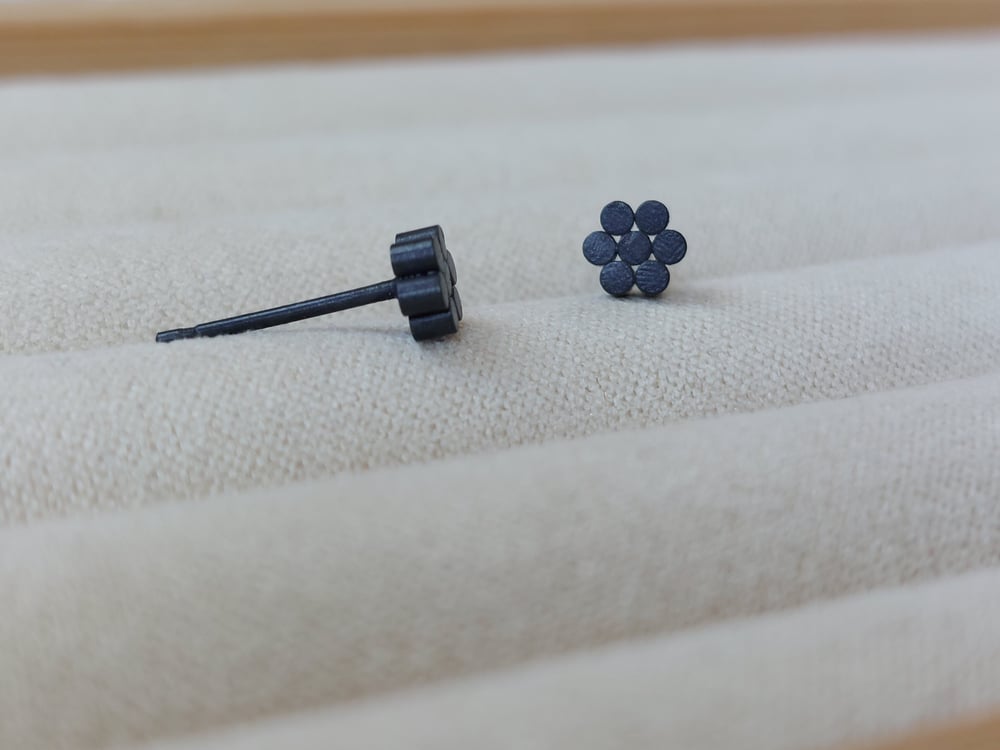 Image of Micro Millefleur Earstuds, Black 