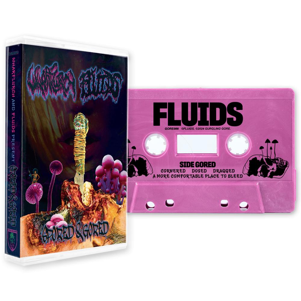 WHARFLURCH / FLUIDS - "Spored & Gored" split cassette **PRE-ORDER**