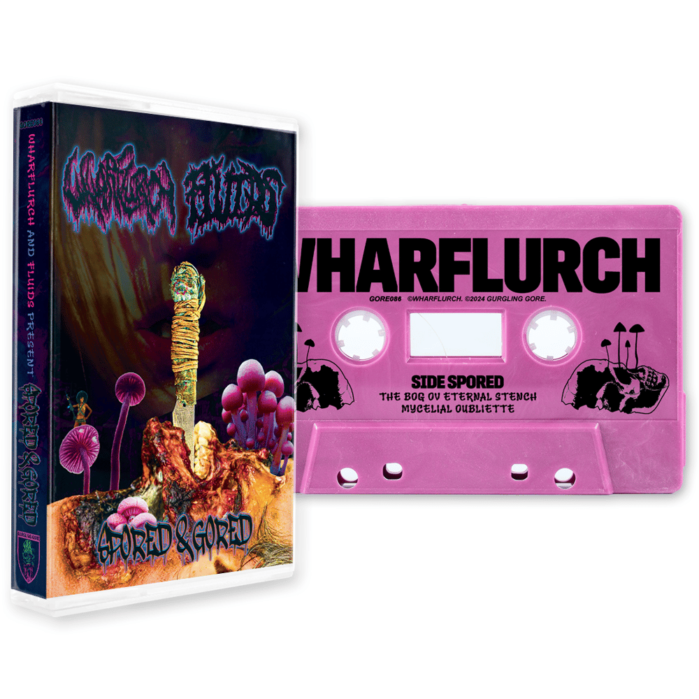 WHARFLURCH / FLUIDS - "Spored & Gored" split cassette **PRE-ORDER**