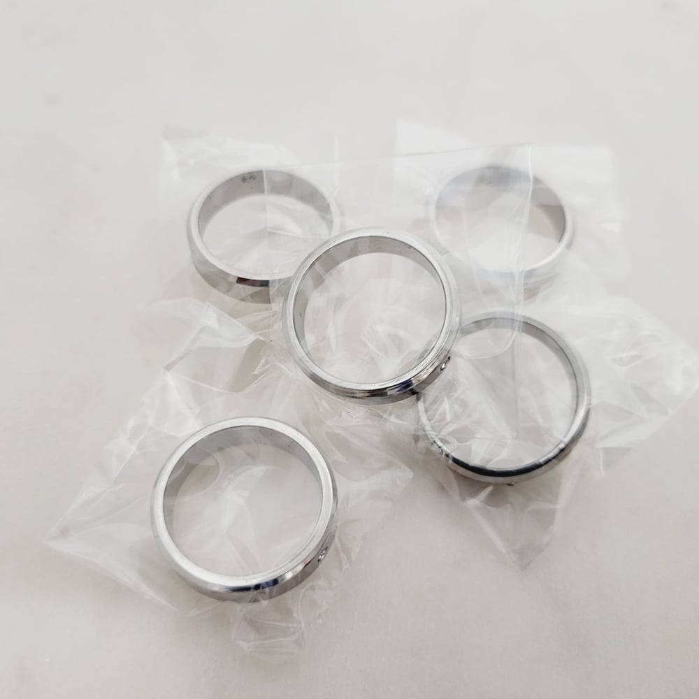 Image of Laser Engravable Steel Rings with Crystal stone for Necklace - Steel Silver Color