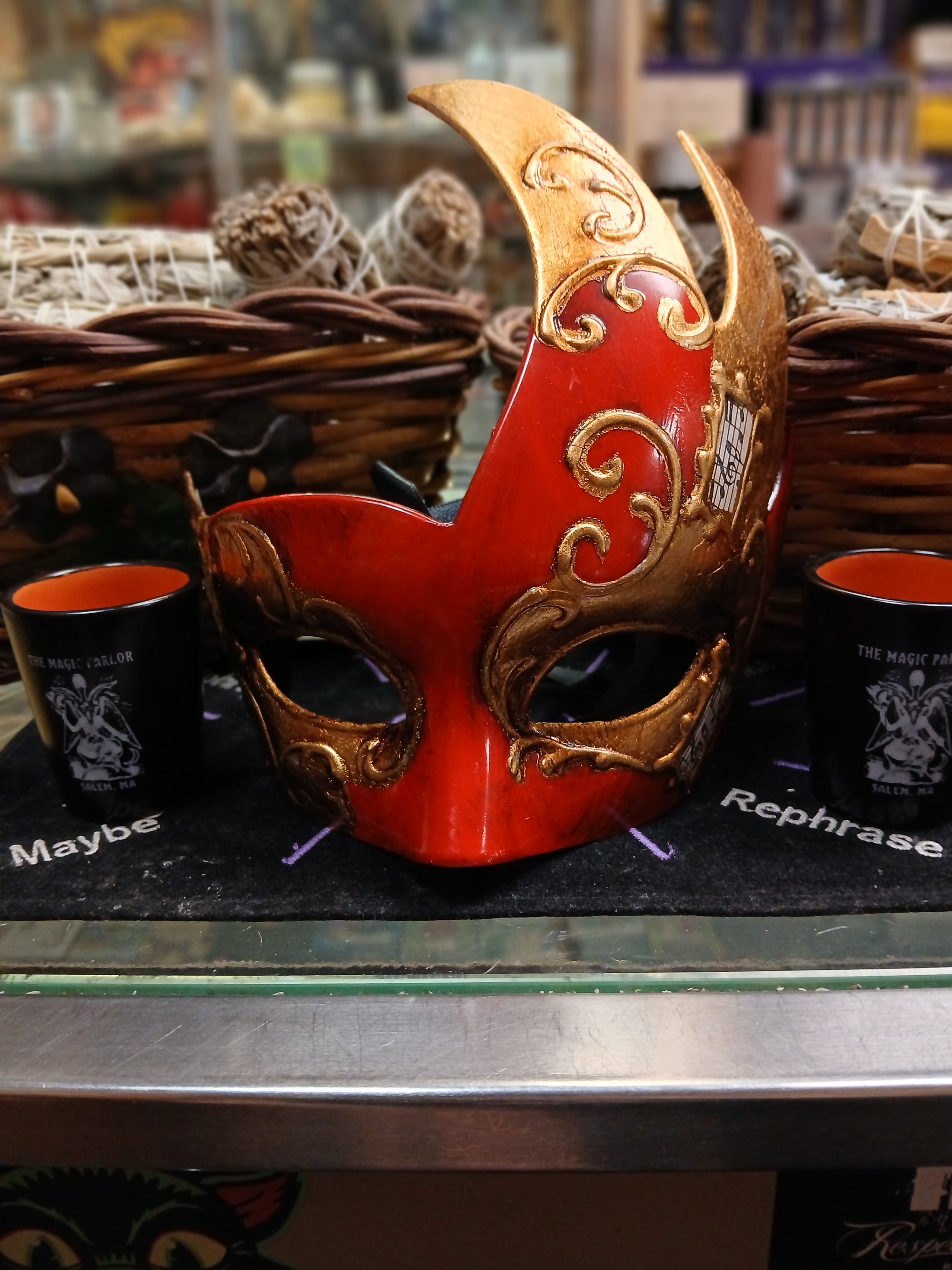 Red/Gold musical masquerade mask | The Magic Parlor