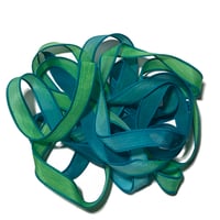 Image 2 of 1PC. BAHAMA BREEZE  42" Hand Dyed Finished Edge Silk Wrist Wrap Bracelet/Jewelry Ribbons