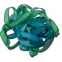 Image 1 of 1PC. BAHAMA BREEZE  42" Hand Dyed Finished Edge Silk Wrist Wrap Bracelet/Jewelry Ribbons