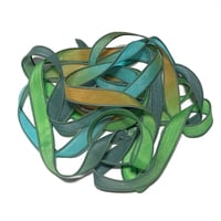 Image 1 of 1PC. BURIED TREASURE 42" Hand Dyed Finished Edge Silk Wrist Wrap Bracelet/Jewelry Ribbons