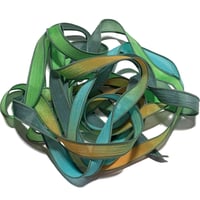Image 5 of 1PC. BURIED TREASURE 42" Hand Dyed Finished Edge Silk Wrist Wrap Bracelet/Jewelry Ribbons