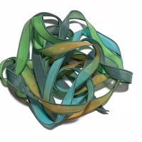 Image 6 of 1PC. BURIED TREASURE 42" Hand Dyed Finished Edge Silk Wrist Wrap Bracelet/Jewelry Ribbons