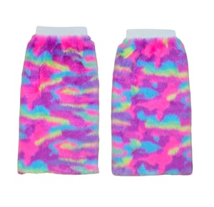 Image of Pink Rainbow Tye Dye Fluffy Legwarmers