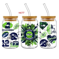 Seattle Seahawks Football Feather Sunflower Double Sided Uv Dtf Wrap 4677