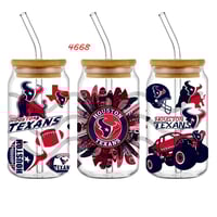 Houston Texans Football Feather Sunflower Double Sided Uv Dtf Wrap 4668