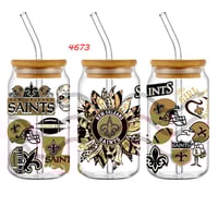 New Orleans Saints Football Feather Sunflower Double Sided Uv Dtf Wrap 4673