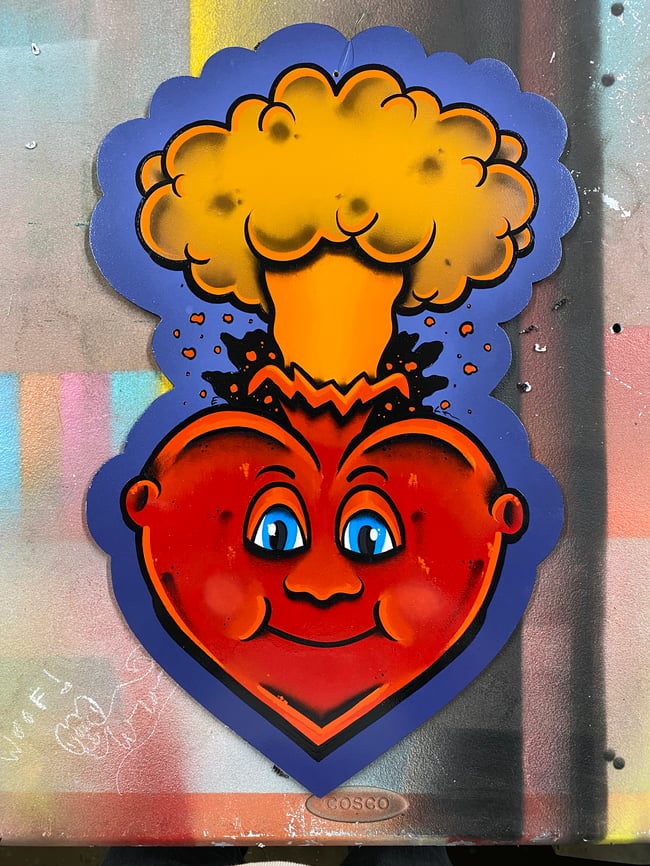 Adam Bomb scared heart (garbage pail kids)