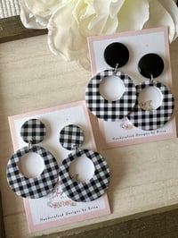 Image 2 of Gingham Mod Hoop Earrings