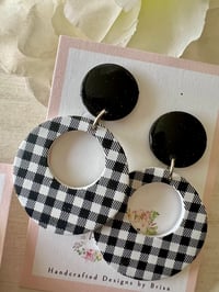 Image 3 of Gingham Mod Hoop Earrings