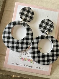 Image 1 of Gingham Mod Hoop Earrings