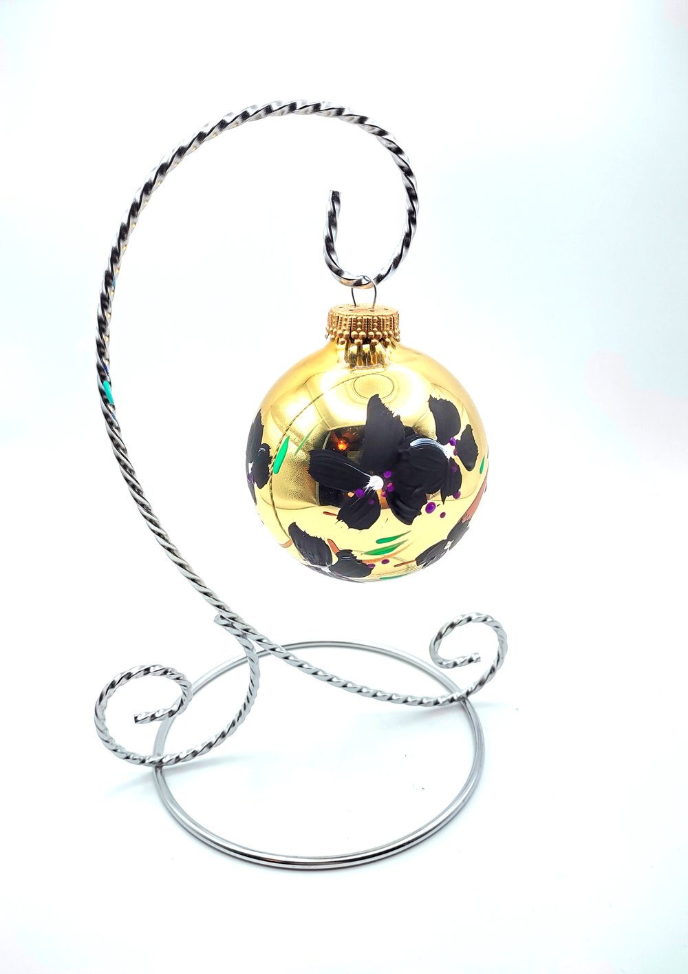 Glossy Gold With Black White Flowers no.2