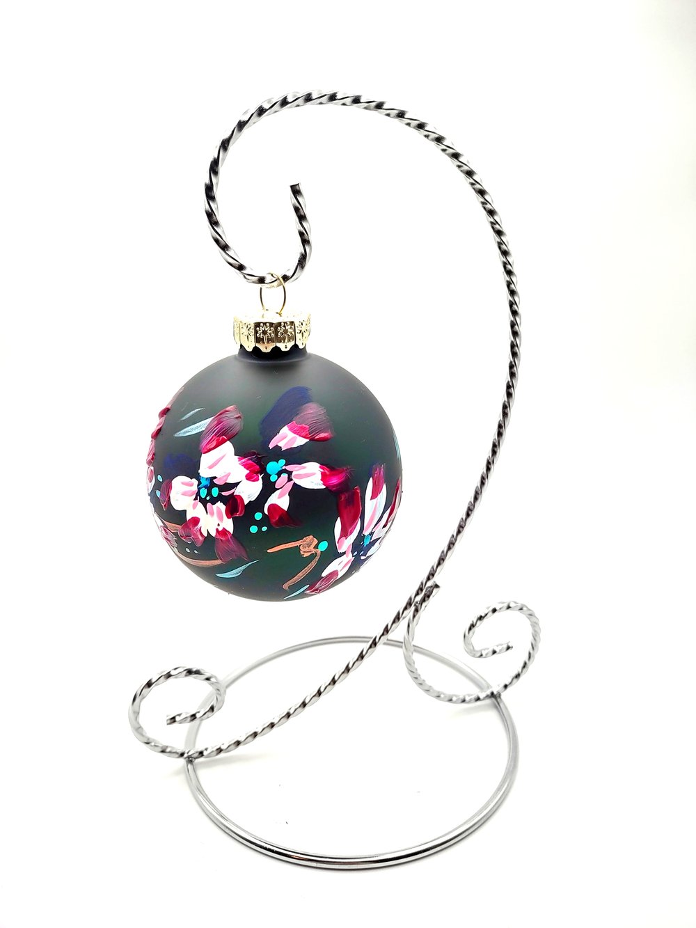 Matte Black Magenta White ornament 