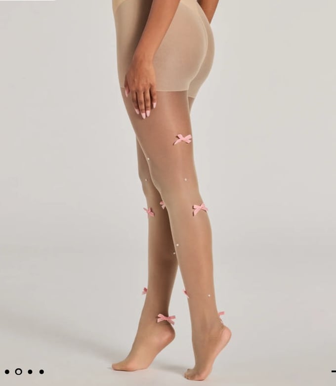 Image of Bow Stockings With Pearls