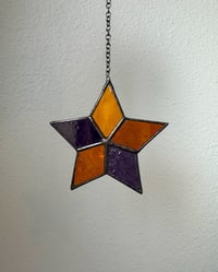 Image 4 of Star Stained Glass Suncatcher – Orange + Purple