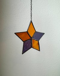 Image 1 of Star Stained Glass Suncatcher – Orange + Purple