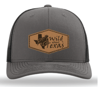 Image 3 of Richardson 112 Trucker Cap with Hand-Stitched Leather Hexagon Logo