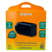 Image 4 of EFM Eco 50W Dual Port GaN Wall Charger with PD and PPS - Black