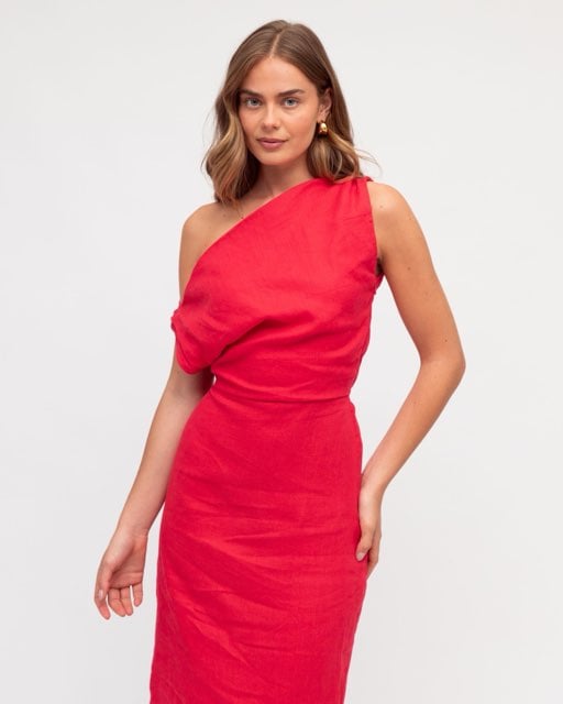 Image of Off Shoulder Dress. Red. By White Closet.