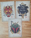 STAR WARS set of 3 A5 Japanese style prints