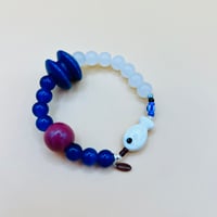 Image 1 of Blue ocean glow glass bracelet 