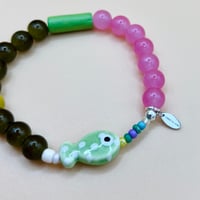 Image 3 of Mint green fish glass bracelet